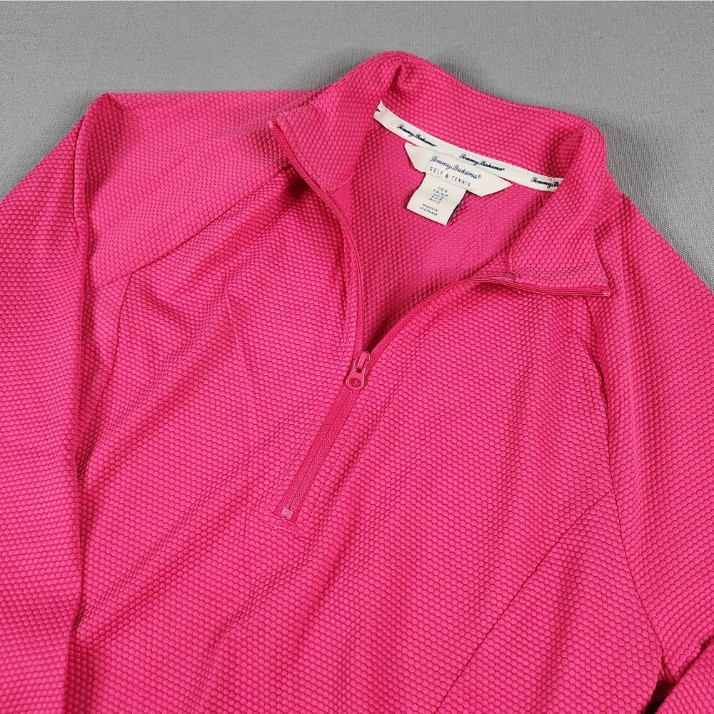 Tommy Bahama Golf Tennis women's small quarter zip pink shirt thumb holes